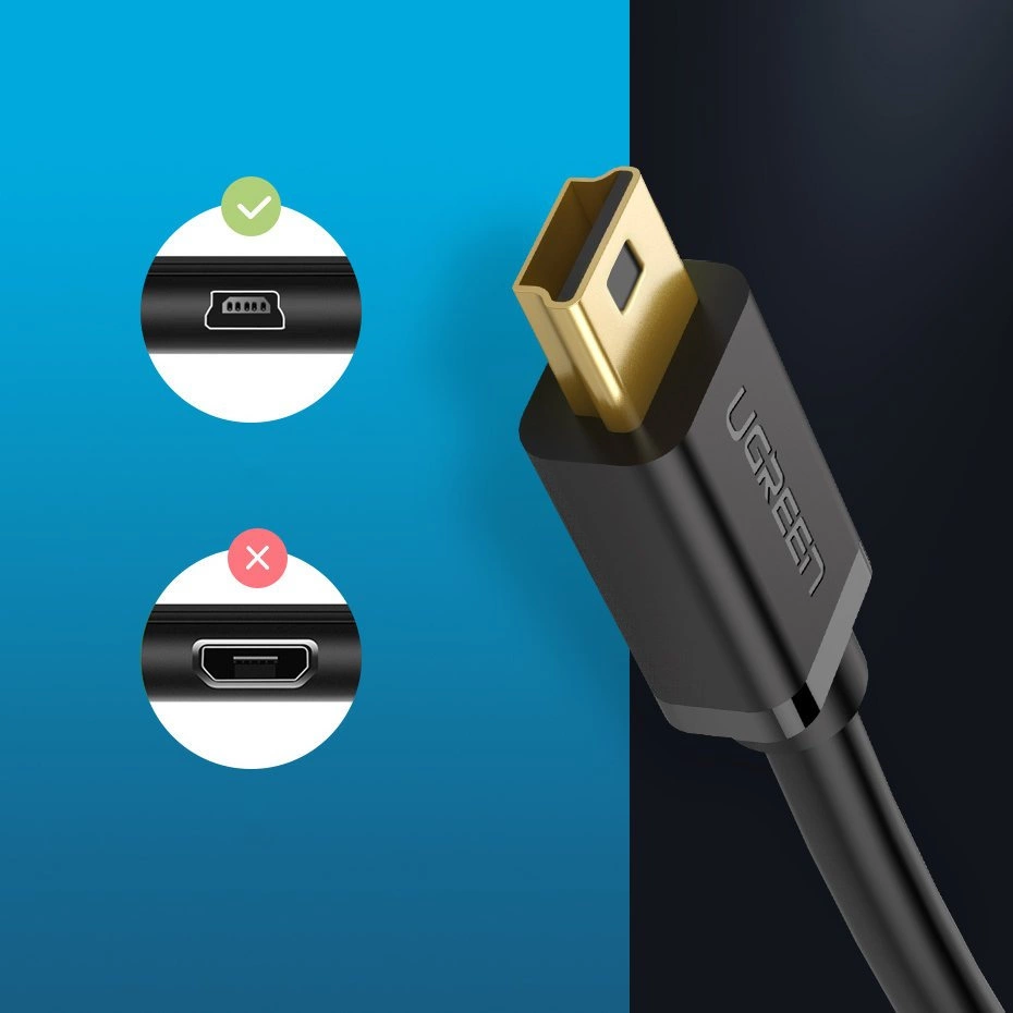 Ugreen USB – mini USB kabelis 480 Mbps 3 m juodas (US132 10386) - Image 7