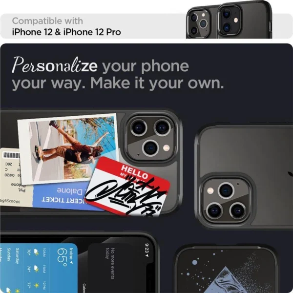 Spigen Ultra Hybrid dėklas iPhone 12 / iPhone 12 Pro - matinė juoda - Image 9