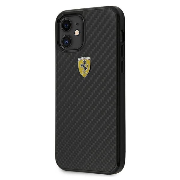 Ferrari FERCAHCP12SBK iPhone 12 mini 5,4" juodas kietas dėklas On Track Tikras Anglies Pluoštas - Image 2