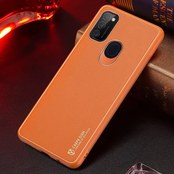 Dux Ducis Yolo elegantiškas dėklas iš minkšto TPU ir PU odos Samsung Galaxy M30s, oranžinis - Image 14