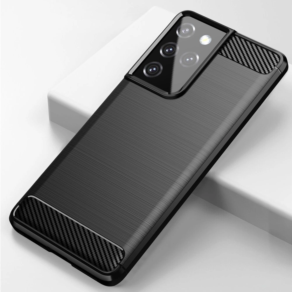 Carbon Case lankstus TPU dėklas Samsung Galaxy S21 Ultra 5G – juodas - Image 3