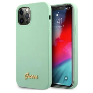 Guess Metal Logo Script Case for iPhone 12 Pro Max 6.7" - Green
