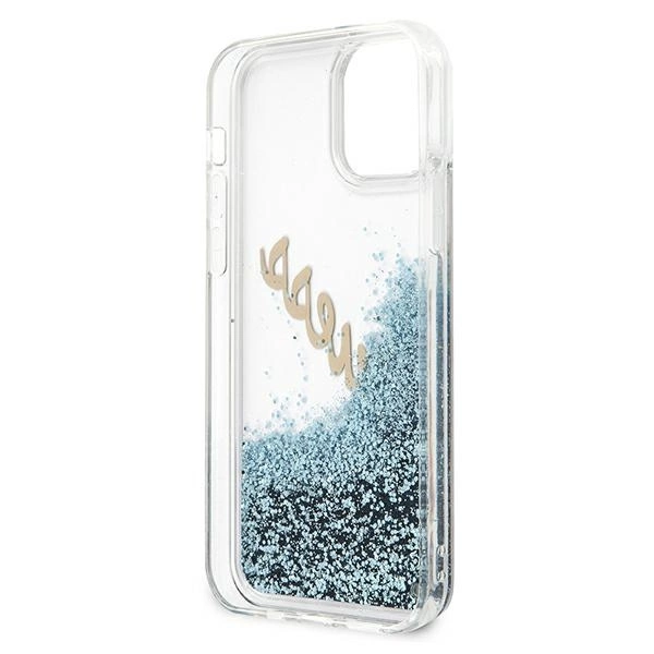Guess GUHCP12SGLVSBL iPhone 12 mini 5.4" mėlynas/mėlynas kietas dėklas Blizgus Vintage Script - Image 7