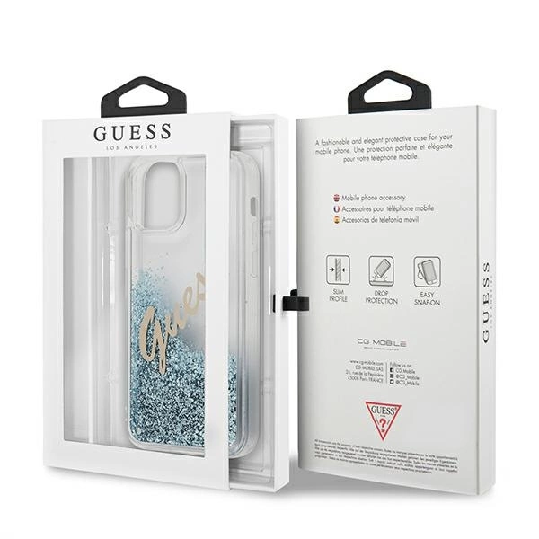 Guess GUHCP12SGLVSBL iPhone 12 mini 5.4" mėlynas/mėlynas kietas dėklas Blizgus Vintage Script - Image 8
