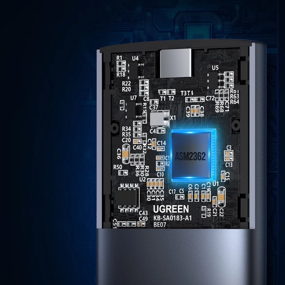 Ugreen M.2 SSD dėklas USB 3.2 Gen 2 diskui (SuperSpeed USB 10 Gbps) + USB Type C kabelis 0.5m pilkas (CM400 10902) - Image 6