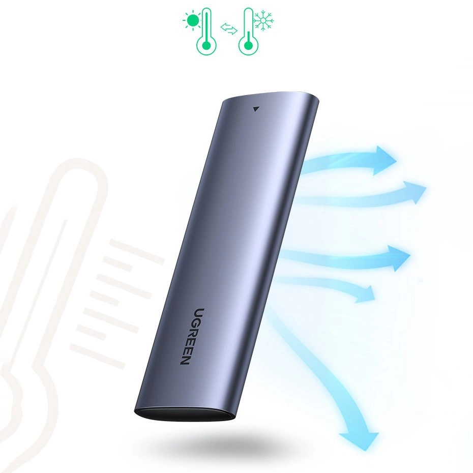 Ugreen M.2 SSD dėklas USB 3.2 Gen 2 diskui (SuperSpeed USB 10 Gbps) + USB Type C kabelis 0.5m pilkas (CM400 10902) - Image 11