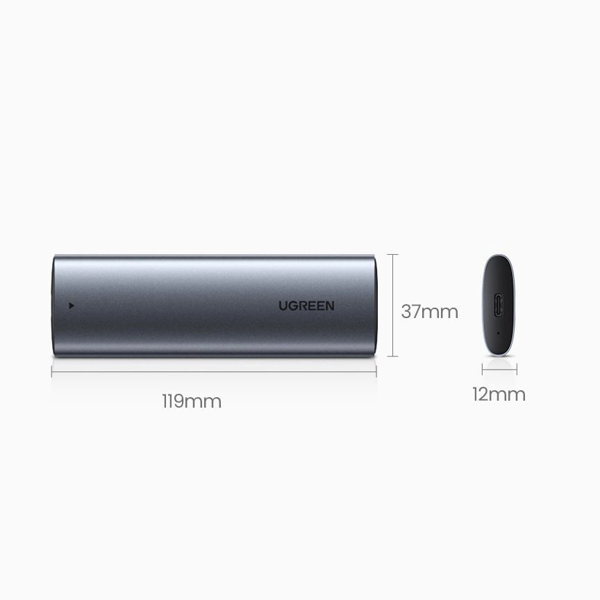 Ugreen M.2 SSD dėklas USB 3.2 Gen 2 diskui (SuperSpeed USB 10 Gbps) + USB Type C kabelis 0.5m pilkas (CM400 10902) - Image 12