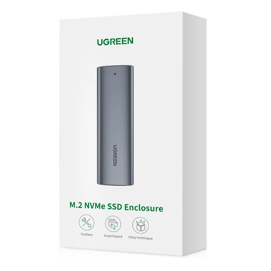 Ugreen M.2 SSD dėklas USB 3.2 Gen 2 diskui (SuperSpeed USB 10 Gbps) + USB Type C kabelis 0.5m pilkas (CM400 10902) - Image 5
