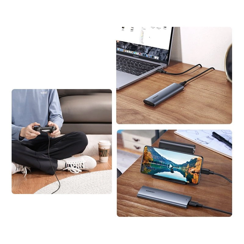 Ugreen M.2 SSD dėklas USB 3.2 Gen 2 diskui (SuperSpeed USB 10 Gbps) + USB Type C kabelis 0.5m pilkas (CM400 10902) - Image 8