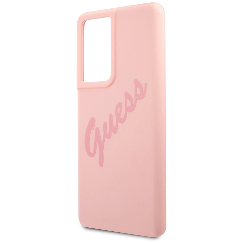 Guess GUHCS21LLSVSPI S21 Ultra G998 rožinis/pink kietas dėklas Script Vintage - Image 6