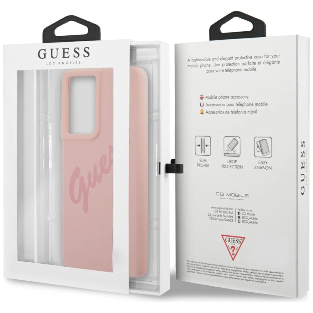 Guess GUHCS21LLSVSPI S21 Ultra G998 rožinis/pink kietas dėklas Script Vintage - Image 8