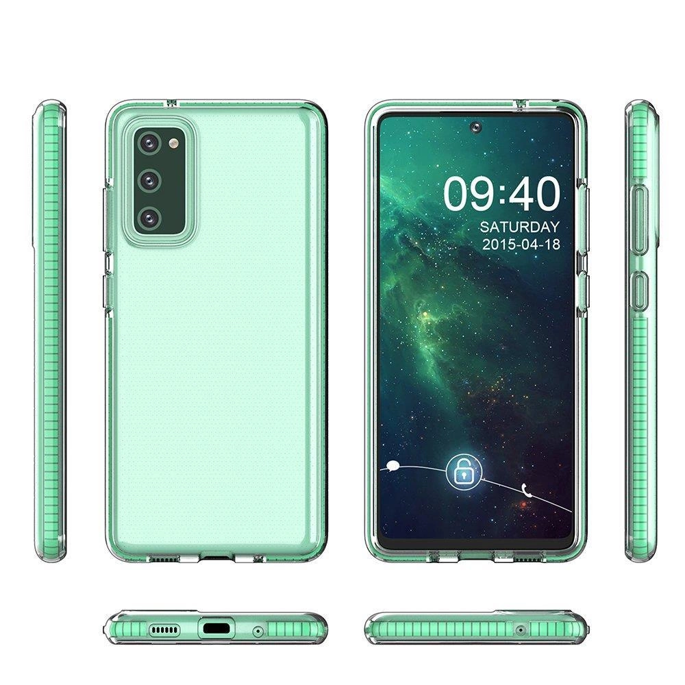 Spring Case skaidrus TPU gelio apsauginis dėklas su spalvotu rėmeliu Samsung Galaxy A72 4G geltona - Image 2