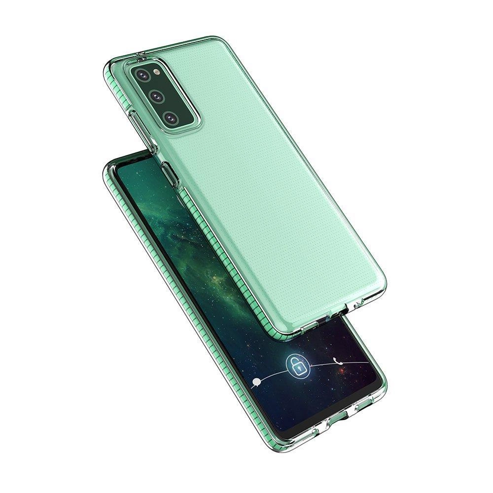 Spring Case skaidrus TPU gelio apsauginis dėklas su spalvotu rėmeliu Samsung Galaxy A72 4G geltona - Image 3