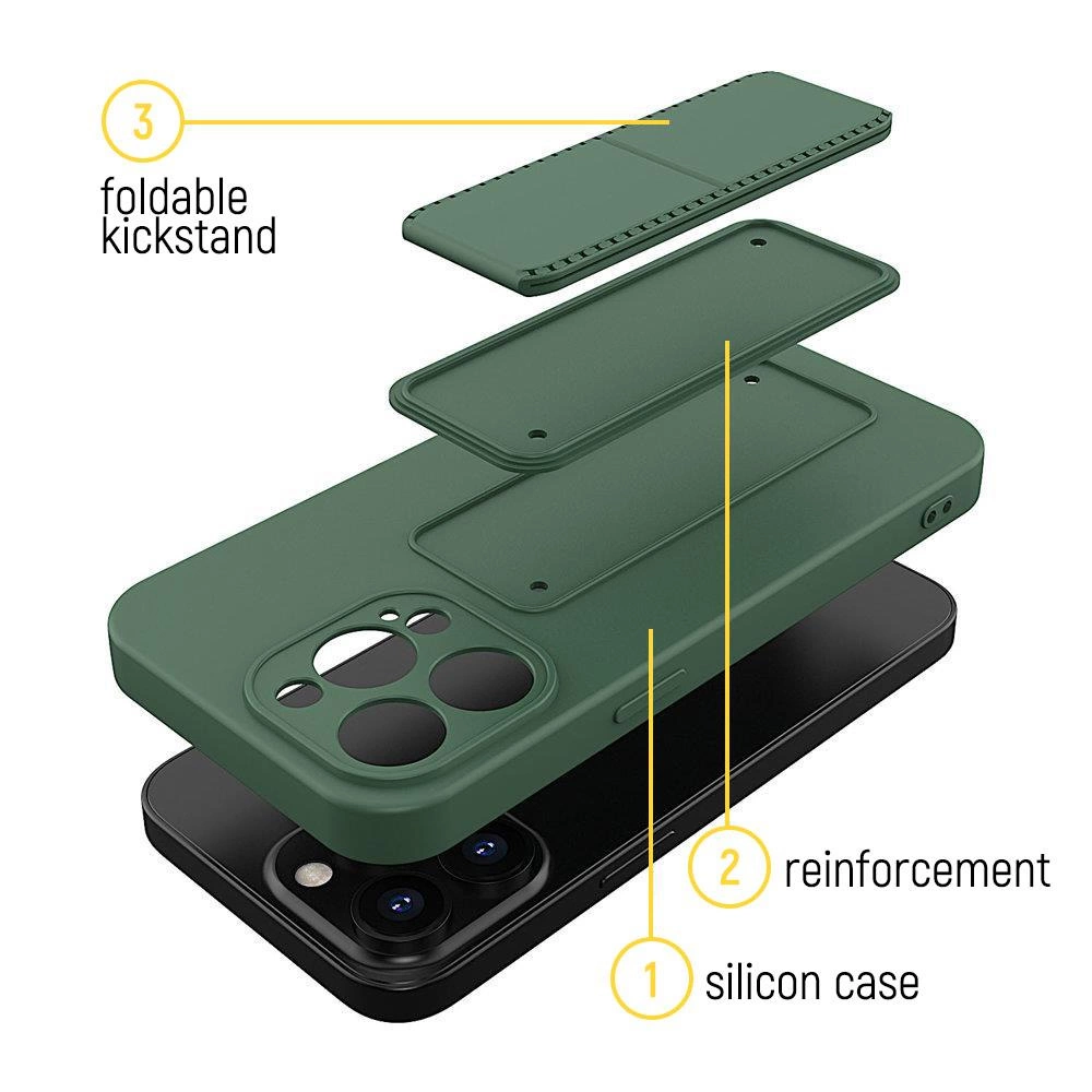 Wozinsky Kickstand Case silikoninis dėklas su stovu iPhone 12 Pro tamsiai mėlynas - Image 3