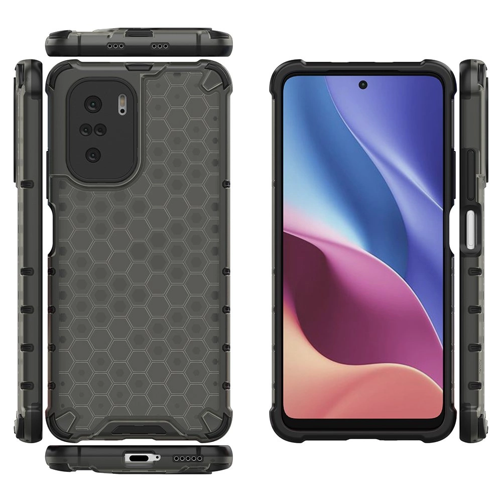 Honeycomb Case apsauginis dėklas su TPU apsauga Xiaomi Redmi K40 Pro+ / K40 Pro / K40 / Poco F3 juodas - Image 2