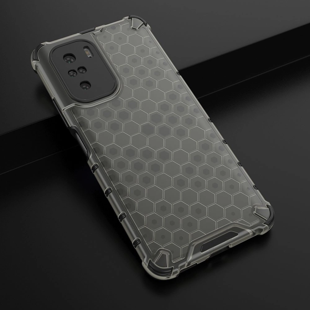 Honeycomb Case apsauginis dėklas su TPU apsauga Xiaomi Redmi K40 Pro+ / K40 Pro / K40 / Poco F3 juodas - Image 4