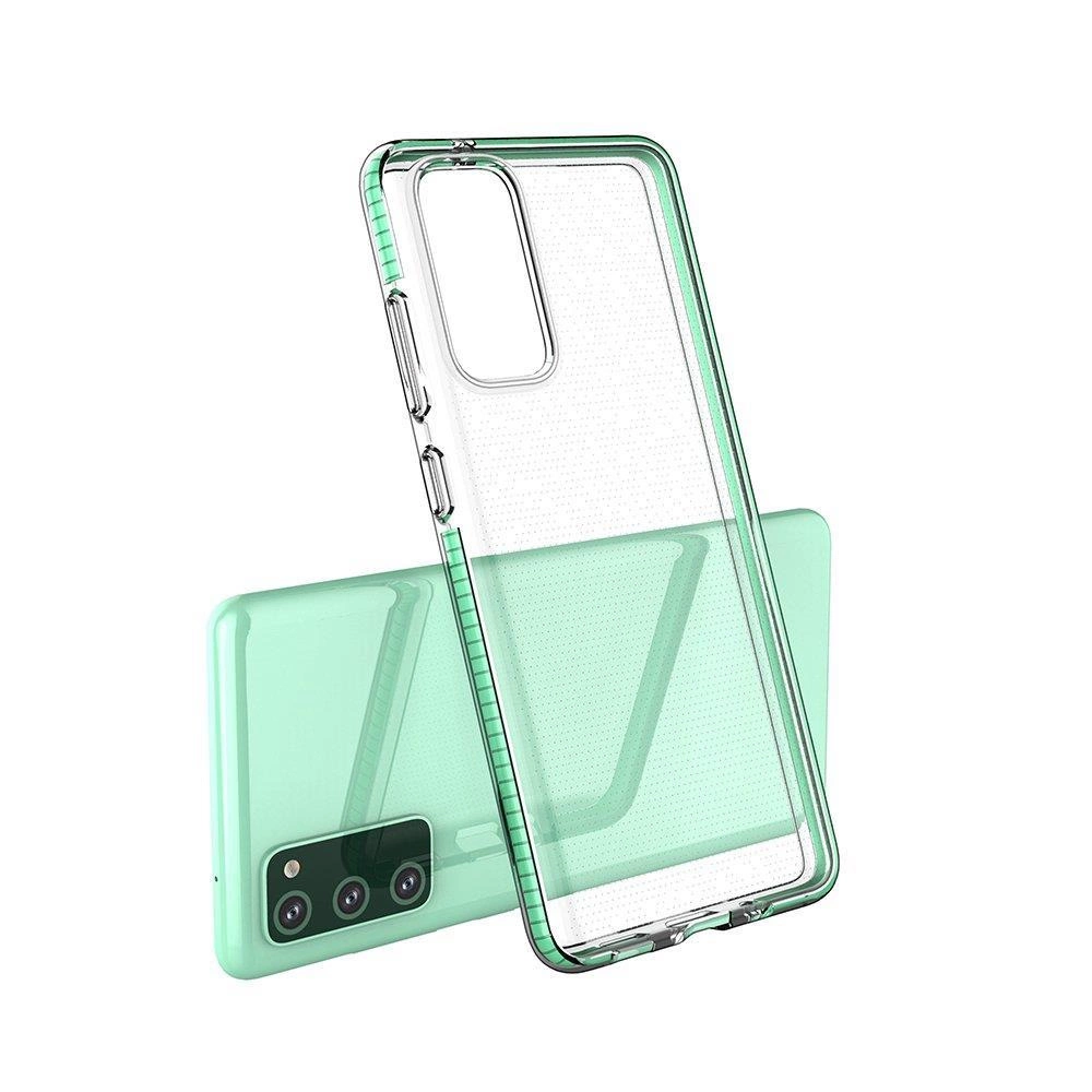 Spring Case skaidrus TPU gelio apsauginis dėklas su spalvotu rėmeliu Samsung Galaxy A02s EU tamsiai rožinis - Image 4