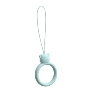 A silicone lanyard for a phone bear ring on a finger skyblue