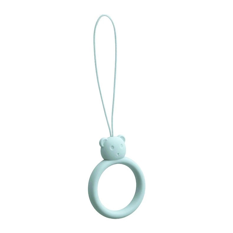 A silicone lanyard for a phone bear ring on a finger skyblue