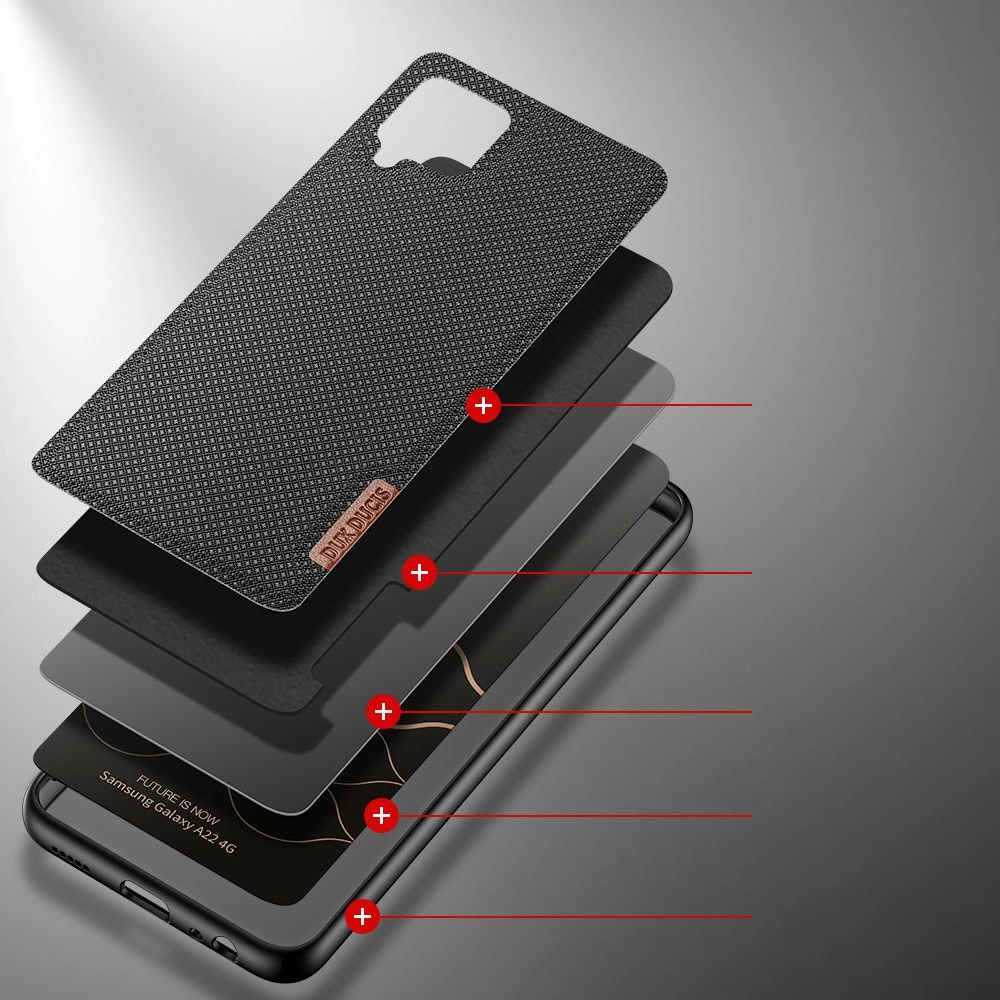 Dux Ducis Fino dėklas padengtas nailono medžiaga Samsung Galaxy A22 4G juodas - Image 3