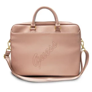 Guess Saffiano Script 16" Laptop Bag - Pink