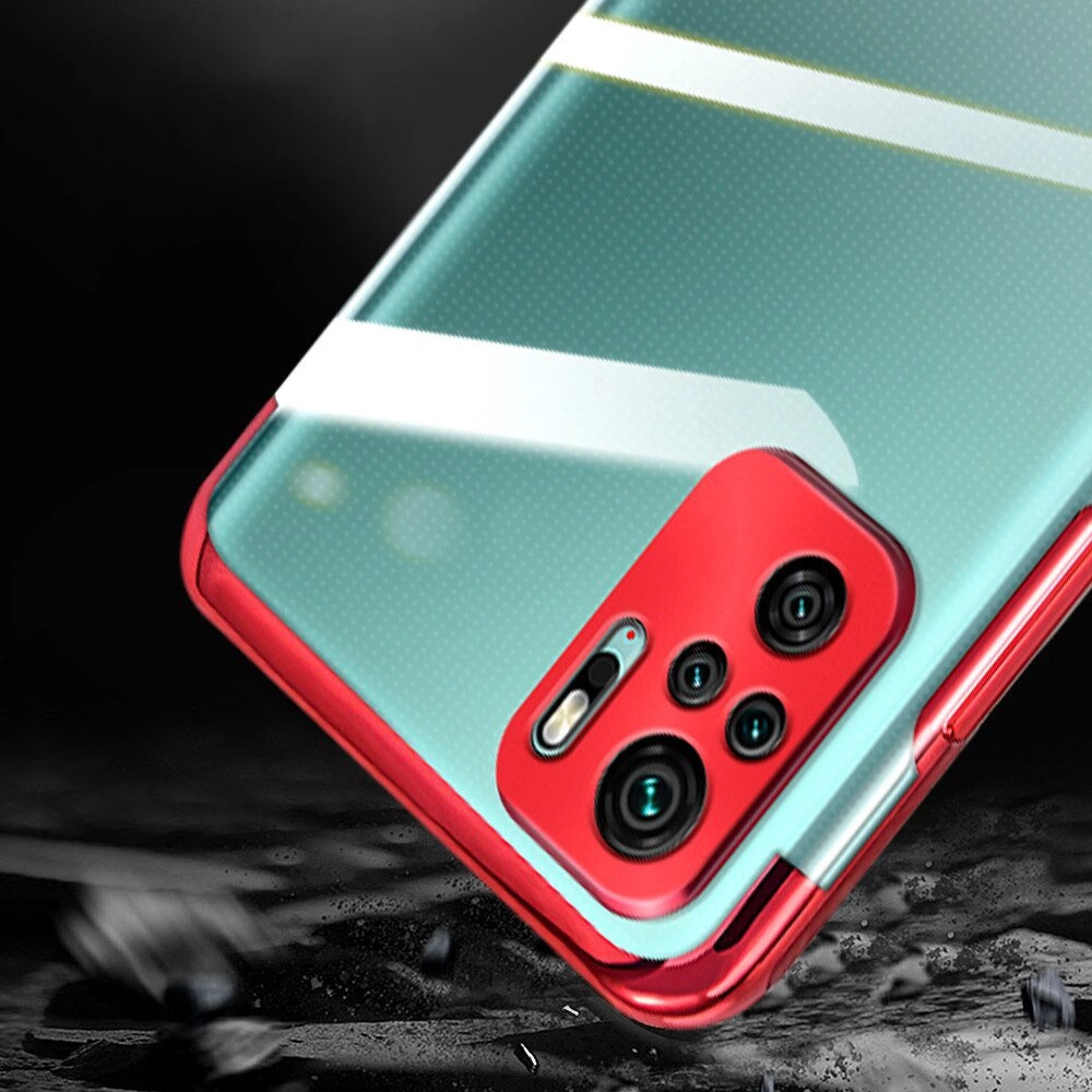 Skaidrus spalvotas dėklas Gel TPU elektronizuotas rėmas Xiaomi Redmi Note 10 5G / Poco M3 Pro juodas - Image 4