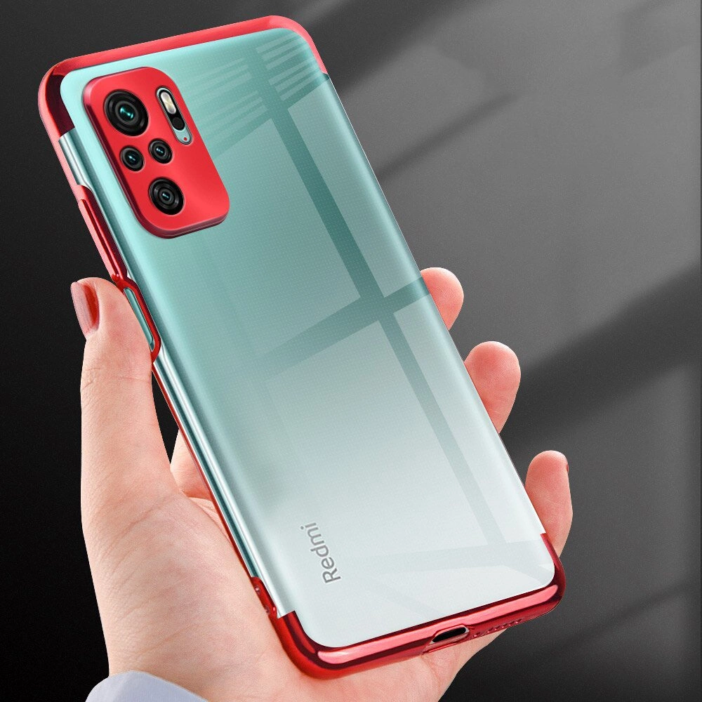 Skaidrus spalvotas dėklas Gel TPU elektronizuotas rėmas Xiaomi Redmi Note 10 5G / Poco M3 Pro juodas - Image 7