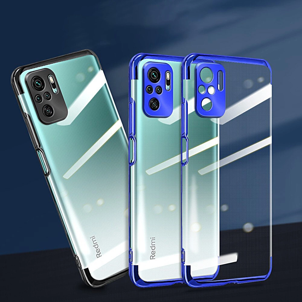 Skaidrus spalvotas dėklas Gel TPU elektronizuotas rėmas Xiaomi Redmi Note 10 5G / Poco M3 Pro juodas - Image 8