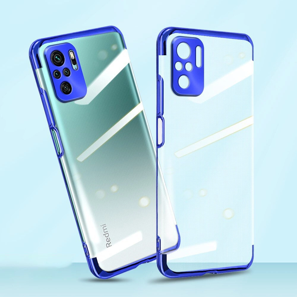 Skaidrus spalvotas dėklas Gel TPU elektronizuotas rėmas Xiaomi Redmi Note 10 5G / Poco M3 Pro juodas - Image 9