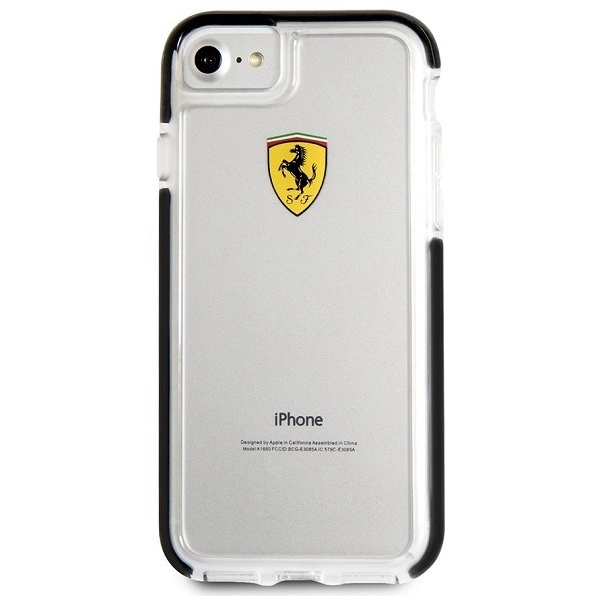 Ferrari kietas dėklas FEGLHCP7BK iPhone 7/8 SE 2020 / SE 2022 Shockproof skaidrus juodas - Image 3