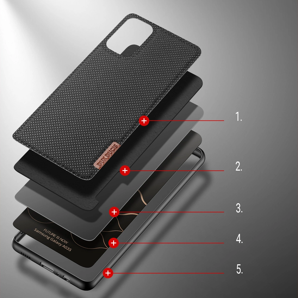 Dux Ducis Fino dėklas, padengtas nailono medžiaga, Samsung Galaxy A03s juodas - Image 3