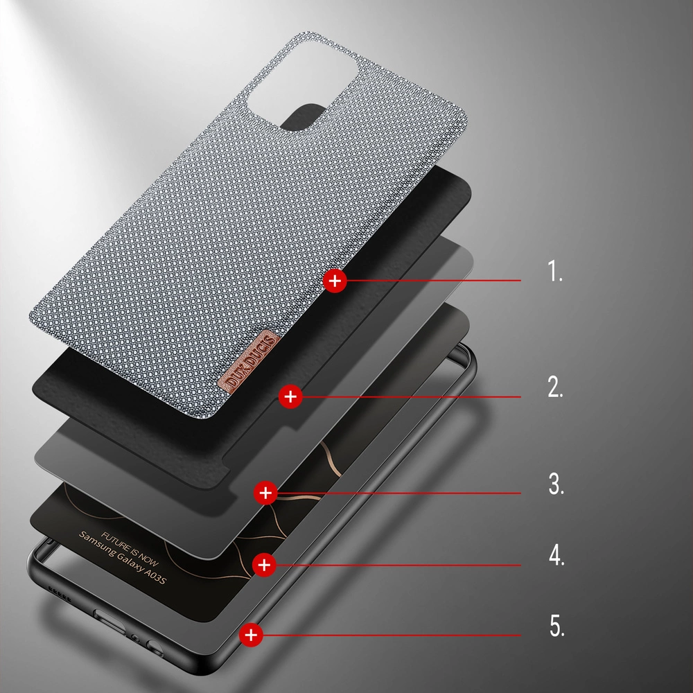 Dux Ducis Fino dėklas, padengtas nailono medžiaga, Samsung Galaxy A03s pilkas - Image 3
