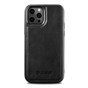 iCarer Leather Oil Wax case covered with natural leather for iPhone 12 Pro Max black (ALI1206-BK)