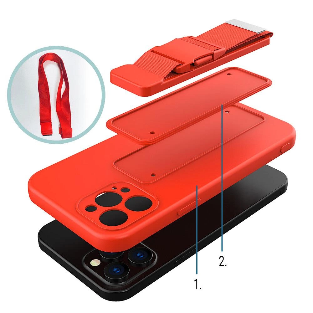 Rope case, gelinis dėklas su grandinėlės dirželiu, iPhone 12 šviesiai mėlynas - Image 5