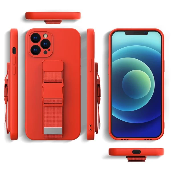 Rope case, gelinis dėklas su dirželio grandinėle, Samsung Galaxy A72 4G raudonas - Image 3