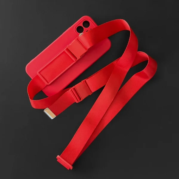 Rope case, gelinis dėklas su dirželio grandinėle, Samsung Galaxy A32 4G raudonas - Image 15