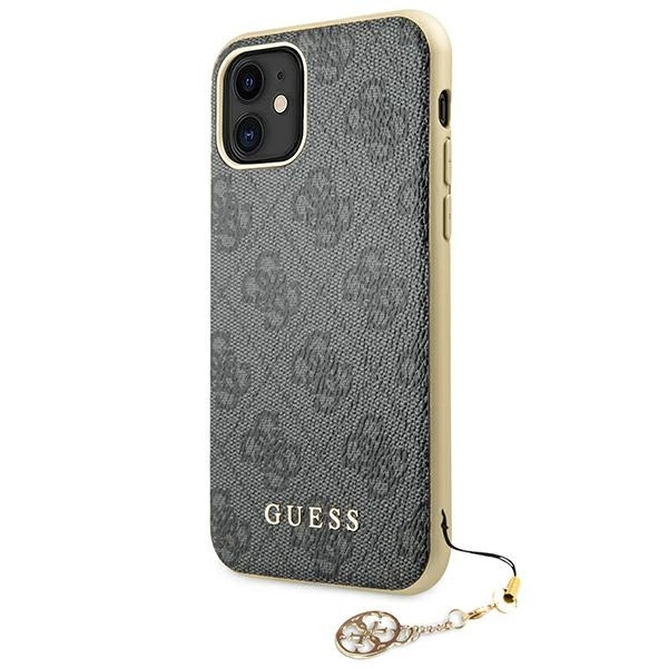 Guess GUHCN61GF4GGR iPhone 11 6.1" / Xr pilkas/pilkas kietas dėklas 4G Charms Collection - Image 2