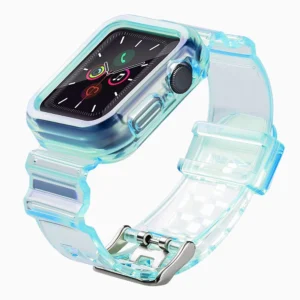 Silicone Band Strap Bracelet Case Strap Light Set for Apple Watch 44mm - Blue
