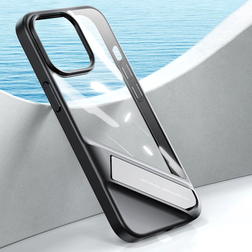 Ugreen Fusion Kickstand dėklas iPhone 13 Pro kietas dėklas su gelio rėmeliu ir stovėjimo funkcija - Juodas (90153) - Image 16