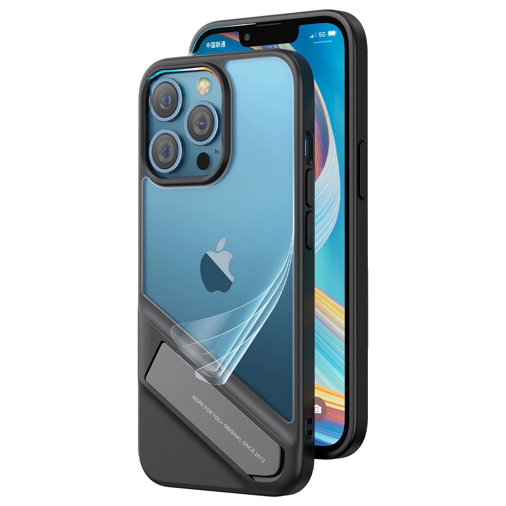 Ugreen Fusion Kickstand dėklas iPhone 13 Pro kietas dėklas su gelio rėmeliu ir stovėjimo funkcija - Juodas (90153) - Image 19