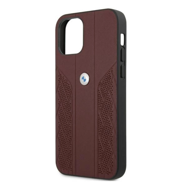 BMW BMHCP12MRSPPR iPhone 12/12 Pro 6,1" raudonas kietas odinis dėklas, kreivė perforacija - Image 6