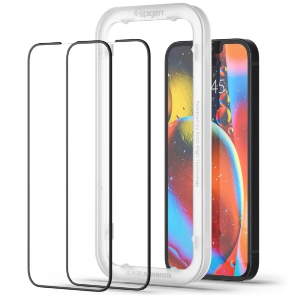Spigen ALM Glass FC grūdintas stiklas iPhone 13 / 13 Pro / 14 / 16e - juodas, 2 vnt. - Image 10