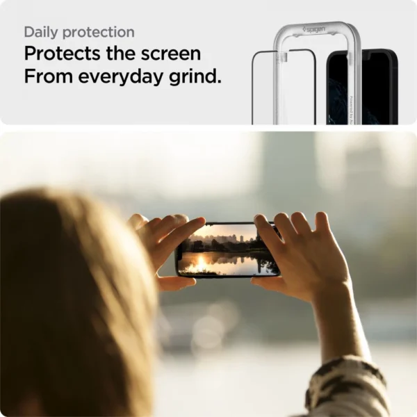 Spigen ALM Glass FC grūdintas stiklas iPhone 13 / 13 Pro / 14 / 16e - juodas, 2 vnt. - Image 7
