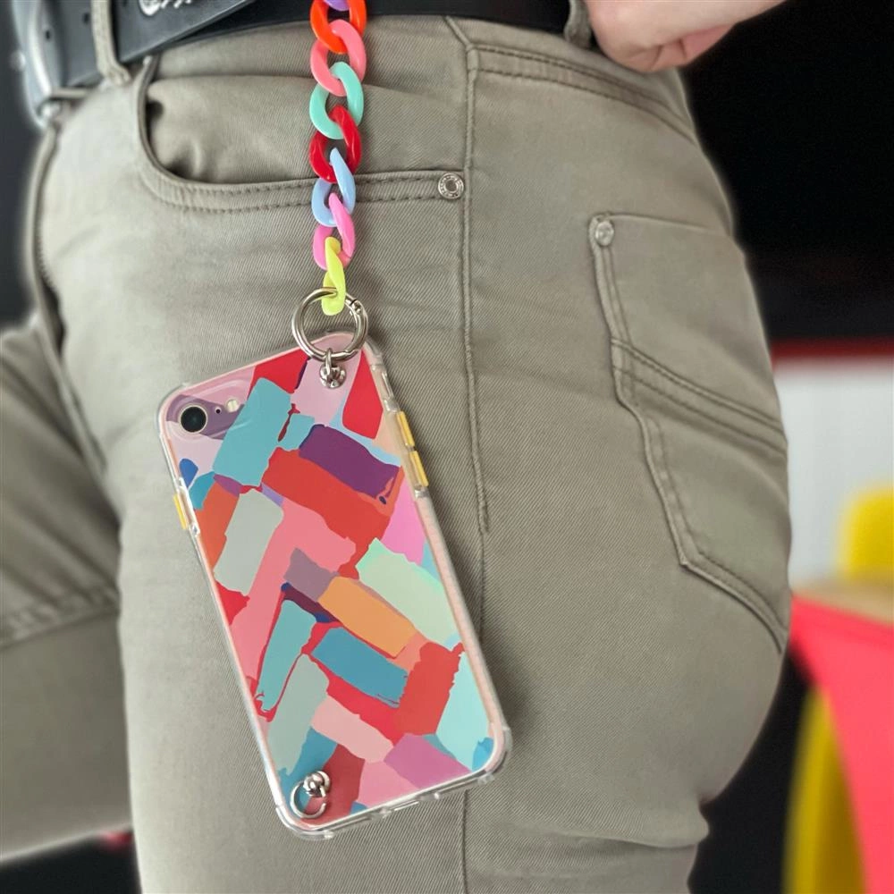 Color Chain gelio dėklas su grandinėlės pakabuku iPhone 8 Plus / 7 Plus, margas - Image 5