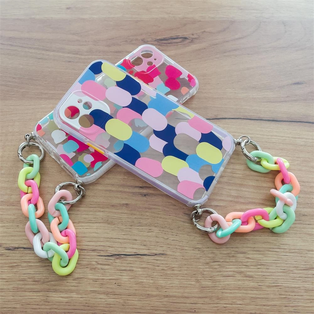 Color Chain gelio dėklas su grandinėlės pakabuku iPhone 8 Plus / 7 Plus, margas - Image 8