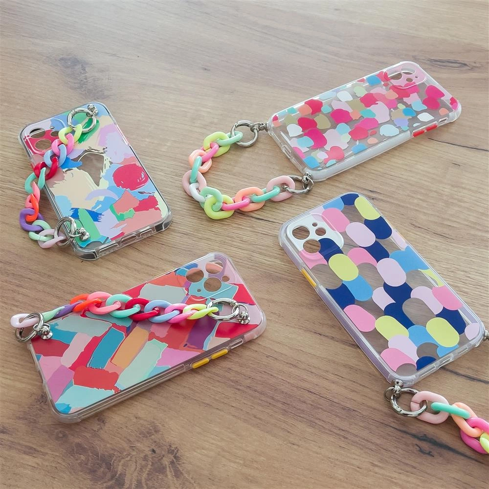 Color Chain gelio dėklas su grandinėlės pakabuku iPhone 8 Plus / 7 Plus, margas - Image 9