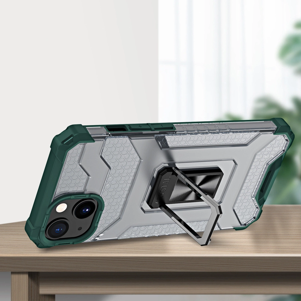 Crystal Ring dėklas su stovu, tvirtas, iPhone 12, žalias - Image 3