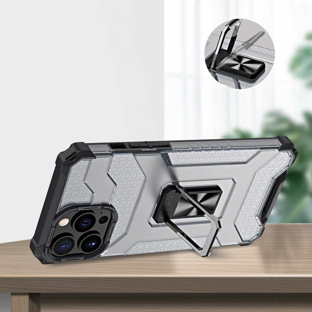 Crystal Ring dėklas su stovu, tvirtas, iPhone 12 Pro Max, mėlynas - Image 5