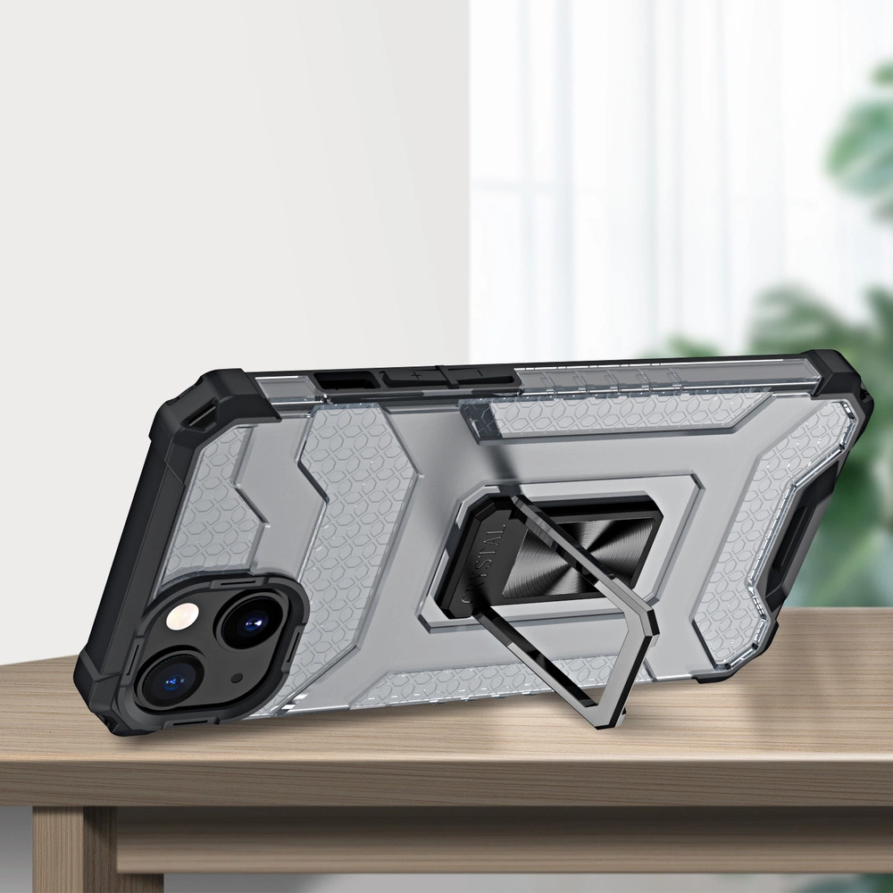 Crystal Ring dėklas su stovu, tvirtas, iPhone 13 mini, juodas - Image 3