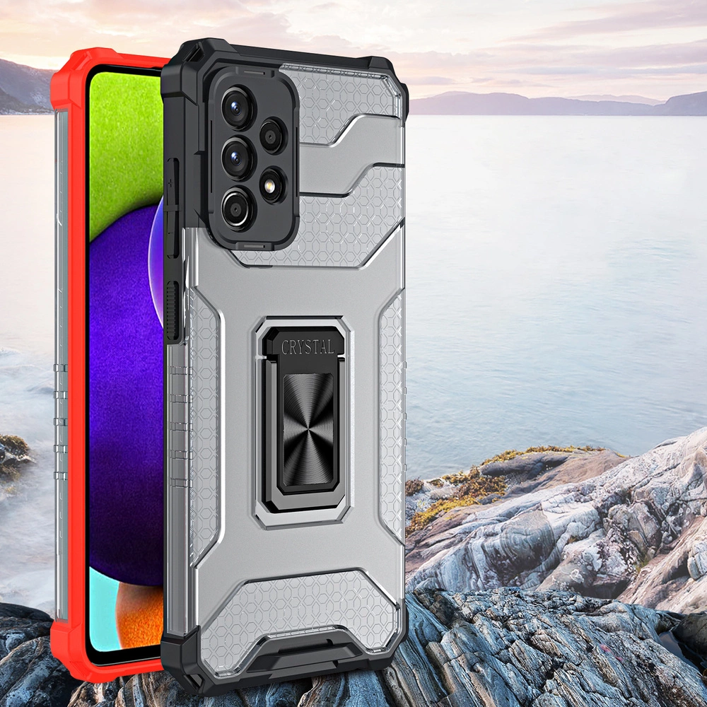Crystal Ring dėklas su žiedu stovėjimui, tvirtas ir atsparus smūgiams, Samsung Galaxy A72 4G juodas - Image 4